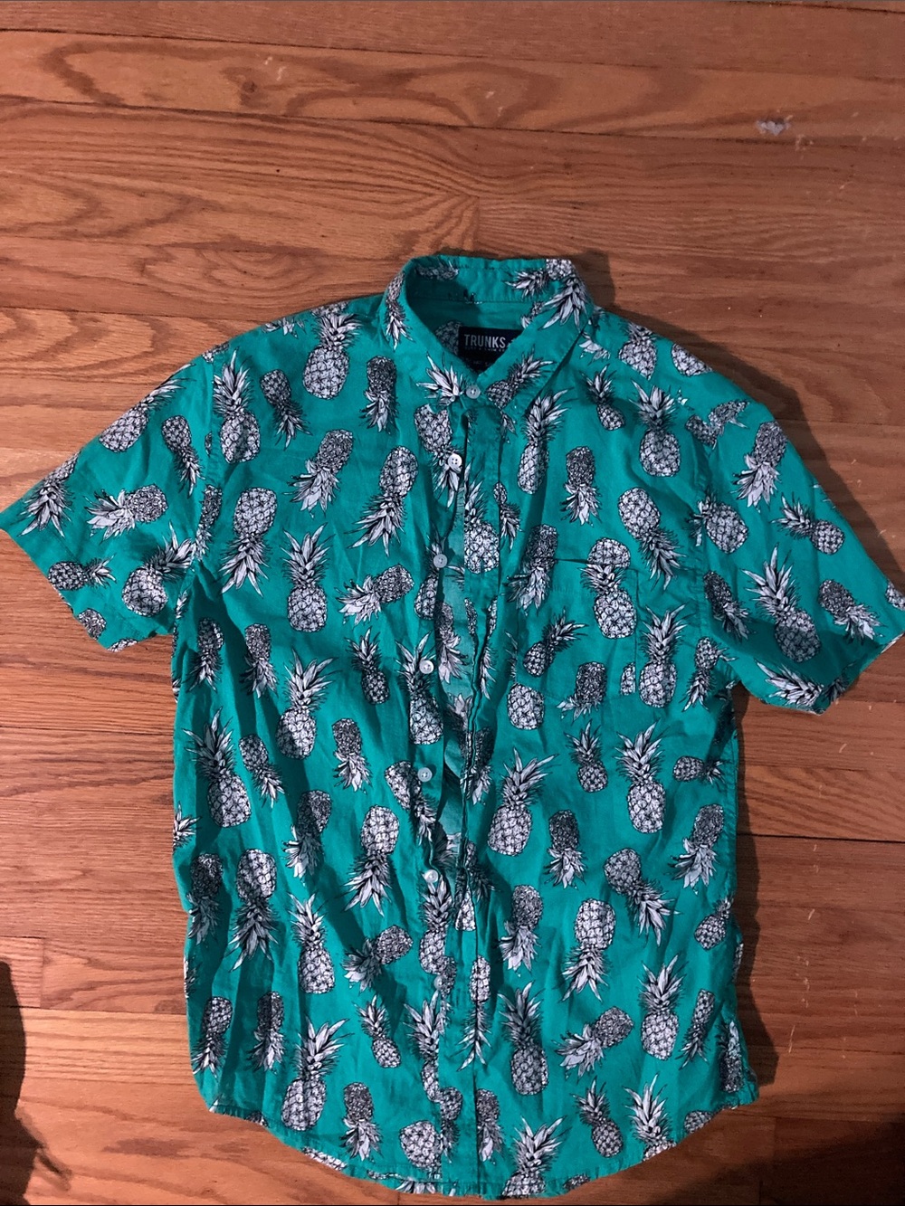 Trunks Teal Pineapple Print Short-Sleeve Button-Down Shirt